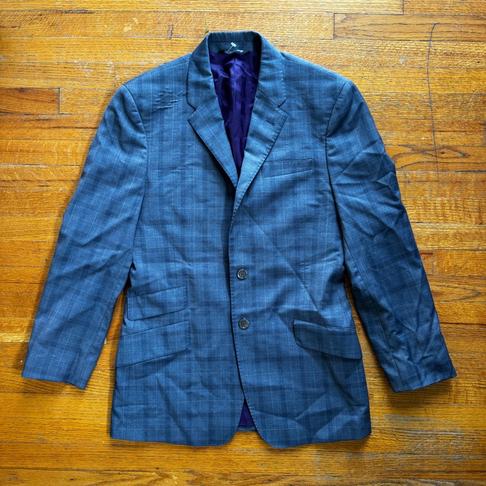 Paul Smith London The Byard Blue Gray Glen Plaid Wool Blazer Made in Italy‎ 38R